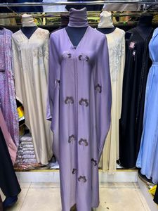 High Quality Modest Dubai Beaded Sequined <b>Long</b> Sleeve Abaya Muslim Traditional Handmade Wedding Women Breathable V Neck - Product Image 6