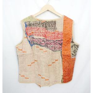 Gilet imprimé vintage Kantha fait main 100% coton respirant avec poches, style bohème floral pour femme, coupe classique printemps automne - Product Image 6