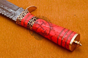 Nueva Edición Cuchillo de Caza de Acero de Damasco Hecho a Mano con Mango de Acrílico y Latón, Hoja Fija, Cuchillo Táctico para Camping y Supervivencia - Product Image 6