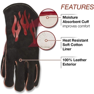 ถุงมือหนังวัวสำหรับเล่นฮอกกี้ ถุงมือเชื่อมโลหะ ถุงมือป้องกันอันตรายในอุตสาหกรรม ถุงมือดับเพลิง ถุงมือปิ้งย่าง ขายส่ง - Product Image 2