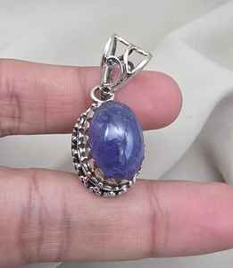 Pendentif Cabochon Tanzanite Naturelle en Argent Sterling 925 Fait Main, Bijou en Pierre Précieuse Bleu Violet, Cadeau - Product Image 5