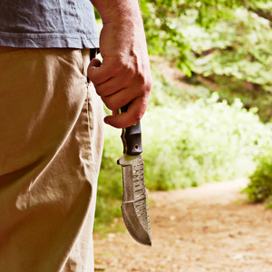 Handmade Hunting Tracker Knife with Straight Back Blade in Damascus Steel Walnut Wooden Handle Leather Sheath 10 Overall Length - Product Image 5