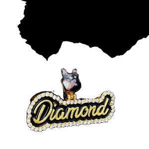 Custom Colorful Black Enamel Name Letter Pendant Personalized <b>Dog</b> Enamel Bail Gold Plated Diamond <b>Jewelry</b> - Product Image 1