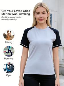 T-shirts de sport slim fit pour femmes, design raglan, manches longues, 100% coton, couleur unie, broderies, boutons, séchage rapide - Product Image 6