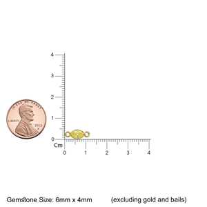 Conector espaciador de cuarzo limón en oro macizo de 18k / Componente para pulsera hecho a mano / Componentes de oro para collar / Gema amarilla 4x6MM Marzo - Product Image 4