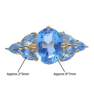 Anillo Clásico de Plata de Ley 925 Chapado en Oro con Topacio Azul para Mujer, Joyería para Bodas - Product Image 4