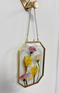 Gold Metal Hanging <b>Photo</b> <b>Frame</b> With Pressed Dried Flowers Double Glass Floating Picture <b>Frame</b> Wall Decor For Home Decoration - Product Image 3