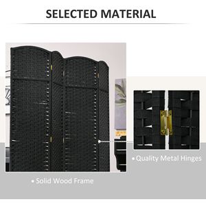 4-Panel 5.6 Ft Tall Black Freestanding Privacy <b>Screen</b> Handcrafted <b>Folding</b> Room Divider Partition for Home Office Art Style - Product Image 6