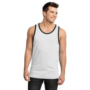 Camiseta sin mangas acanalada personalizada para hombre, cuello redondo, chaleco liso, camiseta interior básica de algodón, ropa deportiva informal para fitness - Product Image 1