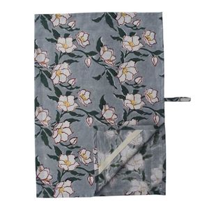 Paños de Cocina de Algodón Estampados a Mano, 50x70 cm, Rectangulares, con Diseño Floral, Grises y Blancos con Flores - Product Image 3