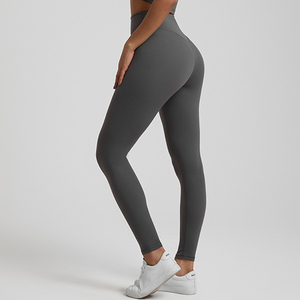 High Waist Full Length Yoga <b>Leggings</b> Solid <b>Brown</b> Seamless Stretch Pants Women's Workout Gym Wear - Product Image 4