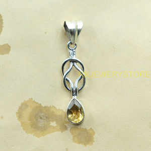 Pendentif en citrine naturelle, argent sterling 925, pendentif en citrine fait main, bijoux minimalistes pour femmes, vente en gros d'argent et de citrine - Product Image 2