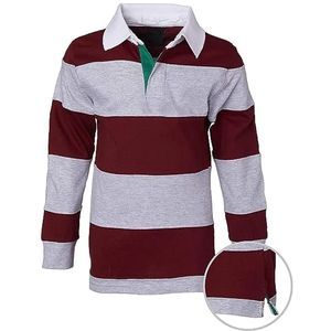 Camiseta de Rugby a Rayas de Manga Larga Personalizada, Transpirable, de Algodón, Estilo Clásico, Ropa Deportiva para Niños, Uniforme Escolar - Product Image 5