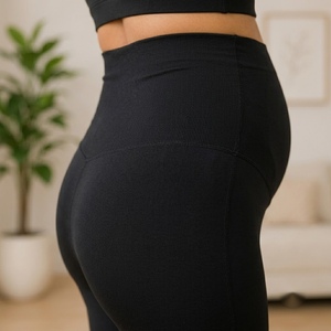 Conjunto de Maternidad de Dos Piezas, Leggings Negros con Top Corto, Transpirables, de Spandex y Nailon, Ropa de Verano para Mujer - Product Image 5