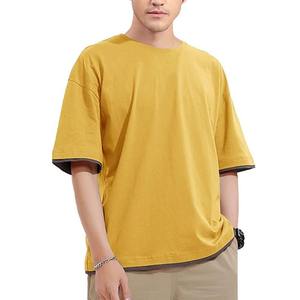 Camiseta amarilla extragrande personalizada – Camiseta unisex de estilo urbano con hombros caídos, corte holgado unisex, impresión de logotipo personalizado - Product Image 2