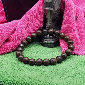 8mm Bronzite Semi-Precious Gemstone Bedded Bracelet for Women and <b>Men</b> - Product Image 1