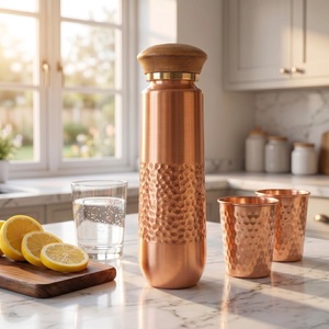 Pure Copper Hydration <b>Bottle</b> With Strong <b>Metal</b> Body For Daily <b>Drinking</b> Home Office School Gym Travel Fitness And Outdoor Use - Product Image 4