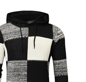 Pull à capuche en tricot uni pour homme, très vendu, en coton 100% doux et légèrement extensible, à manches longues, style décontracté streetwear - Product Image 4