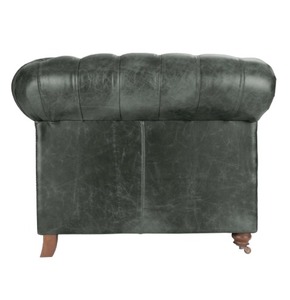 Contemporary Genuine Leather Two Seater Chesterfield <b>Sofa</b> with Quilted Backrest Rolled Arms Solid Wood Frame Stylish Couch - Product Image 3