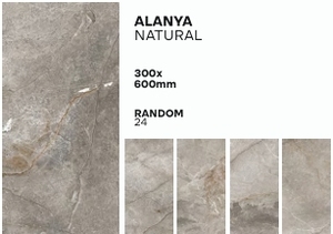 SATHIYA TILES Alanya Brown Porcelain Glossy Brick <b>Wall</b> Imitation Texture Anti-Slip Wear-Resistant 300x600mm Villa Bedroom Mall - Product Image 3