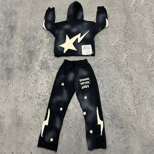 Survêtement Homme Oversize avec Patch Brodé, Hoodie et Pantalon Empilé - Product Image 1