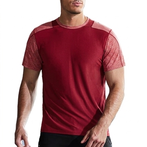 T-shirts pour hommes en polyester pur, style premium, tissu confortable, vêtements de sport, col rond uni, à bas prix - Product Image 1