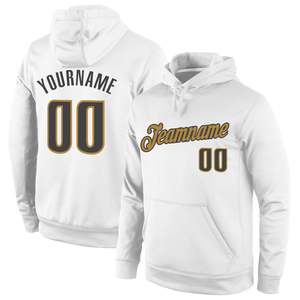 Sweat-shirt à capuche blanc personnalisé pour homme avec nom et numéro d'équipe, impression par transfert thermique, coupe classique, pull en coton tricoté décontracté - Product Image 1