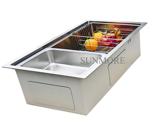 Évier de cuisine de luxe en acier inoxydable 304 gaufré, cuve simple avec surface brossée, prix de gros direct usine du Vietnam - Product Image 3