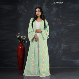 Fournisseur indien de robes longues traditionnelles en georgette brodées Chikankari, robes de soirée élégantes et modestes pour femmes, longueur au sol - Product Image 3