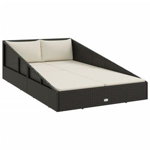 Tumbona para exteriores en negro y blanco crema - Product Image 2