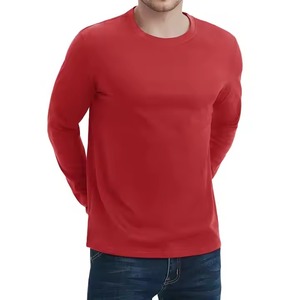 100% Cotton 240g Fabric Weight <b>Long</b> <b>Sleeve</b> O-Neck Casual Summer <b>Tops</b> New Design Breathable <b>Plain</b> Color Solid Pattern - Product Image 1