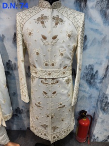 Conjunto Tradicional Sherwani para Hombre en Tela de Seda Malai y Seda Cobra para Bodas, Ropa Étnica Festiva para Novios - Product Image 3