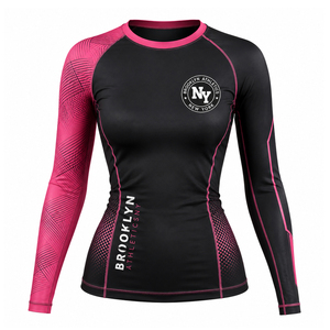 Womens MMA BJJ <b>Raglan</b> Sleeve Rash Guard Adult Martial Arts Compression Training <b>Top</b> - Product Image 4