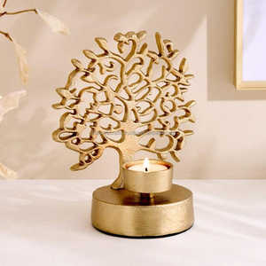 Distressed Metallic Vintage <b>Tealight</b> <b>Holder</b> With Flower Design - Handcrafted Brass <b>Tealight</b> Stand - High-Margin Retail Supply - Product Image 5