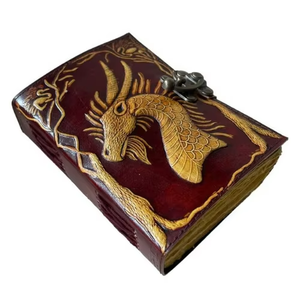 Vintage Dragon Embossed Genuine <b>Leather</b> Journal Yellow Hardcover Travel <b>Diary</b> with Animal Reading Style Mythical Stationery Gift - Product Image 4