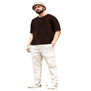 T-shirt décontracté 100 % coton épais 260 GSM pour homme, coupe oversize à épaules tombantes, manches courtes en maille - Product Image 3