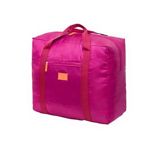 Sac de voyage pliable rose vif, léger, organisateur de rangement, sac fourre-tout - Product Image 1