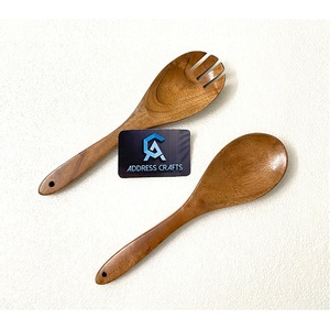 Juego de utensilios para servir ensalada de madera de acacia de alta calidad, herramientas de cocina, juego de cucharas para servir ensalada de madera hechas a mano, cubiertos, utensilios para servir. - Product Image 1