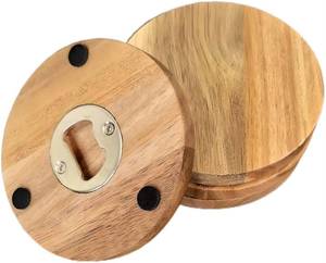 Ouvre-bouteille en bois gravé au laser personnalisé, écologique et portable, avec bouteille ronde en bambou et aimant - Product Image 3