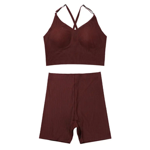 Women <b>Set</b> <b>Sexy</b> Club Floral Custom Logo Streetwear Women Summer Solid <b>Sets</b> Sleeveless Crop Top knitted two Pieces <b>Set</b> - Product Image 2