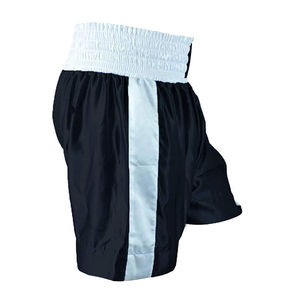 กางเกงชกมวยสีดำสำหรับผู้ใหญ่แบบยูนิเซ็กซ์ ขอบเอวยางยืดสีขาว แถบข้าง ทรงหลวม ยืดหยุ่น แห้งเร็ว ผ้าสแปนเด็กซ์/ไนลอน ไม่หดตัว - Product Image 4