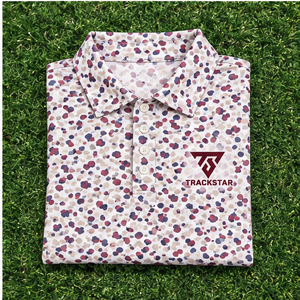 Polo pour homme Trackstar, blanc, bordeaux, bleu, imprimé abstrait, manches courtes, col boutonné, chemise de golf, logo personnalisé - Product Image 6