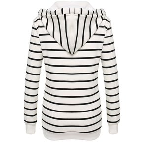 Sudadera con Capucha de Felpa Estampada de Alta Costura para Mujer, de Spandex/Algodón, con Patrón a Rayas, Mangas Largas, Botones, Ecológica - Product Image 2