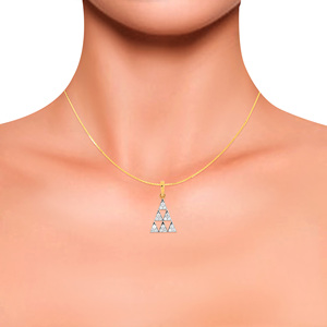 Pendentif en diamant triangulaire en or 14 carats, diamants ronds brillants cultivés en laboratoire, design minimaliste, pour femme, à porter au quotidien - Product Image 4