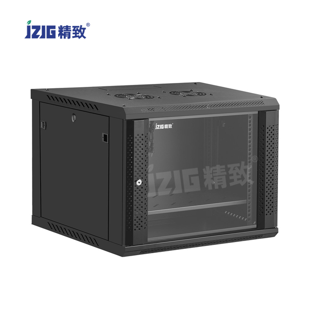 9U Wall-Mounted 19-Inch Server Cabinet with Locking Glass Door Network Rack Enclosure Data Centers Steel Material Stock Product