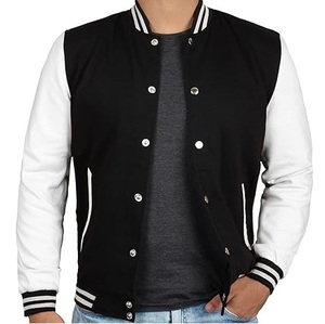 Chaqueta de Béisbol Casual Ajustada con Botones, Logotipo Bordado, Lana, Invierno, Cortavientos, Estilo Letterman, Tallas Grandes, Chaquetas Varsity Lisas - Product Image 5