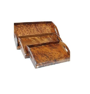 Plateau de service rectangulaire créatif en bois d'acacia nordique avec poignées métalliques, moderne, écologique et multifonctionnel, fourni par les fabricants. - Product Image 4
