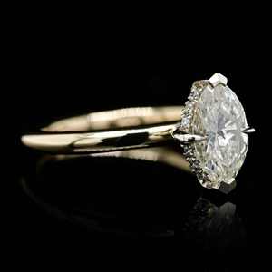 Bague de fiançailles en moissanite taille marquise, argent sterling 925 plaqué or 18 carats, sertie à griffes, bijoux de mariée - Product Image 2