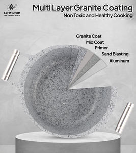 Juego de Utensilios de Cocina Antiadherentes de Granito y Titanio de Lujo con Asas de Acero Inoxidable, Tapa Metálica Ahorradora de Energía, Base Apta para Inducción - Product Image 3