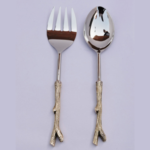 Stainless Steel & Resin <b>Salad</b> <b>Server</b> Sets Scoop Serving Fork Spoon <b>Salad</b> <b>Servers</b> Royal Style Silver Polished Handle Design - Product Image 2
